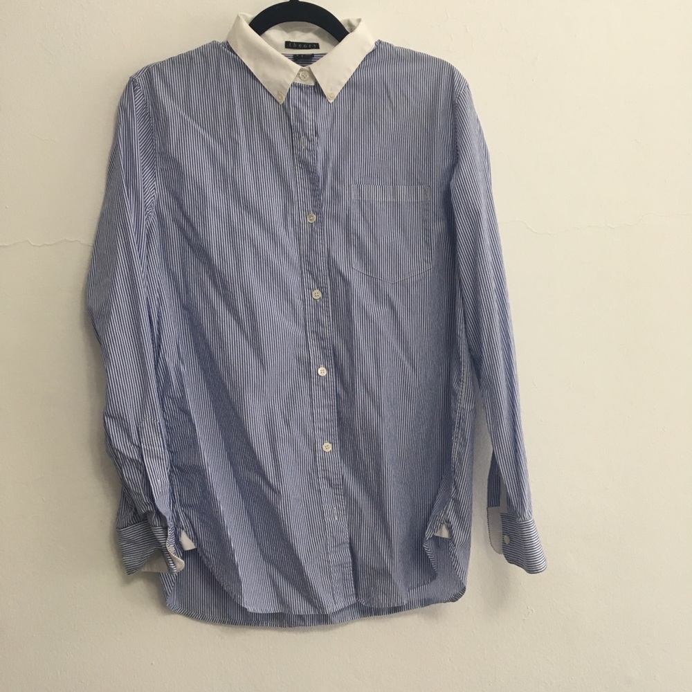 Theory classic over-sized blue striped shirt (s) for work/casual/business casual